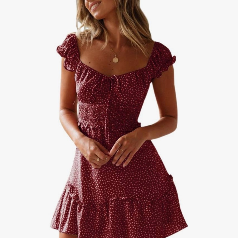Elegant Maroon Ruffle Mini Dress